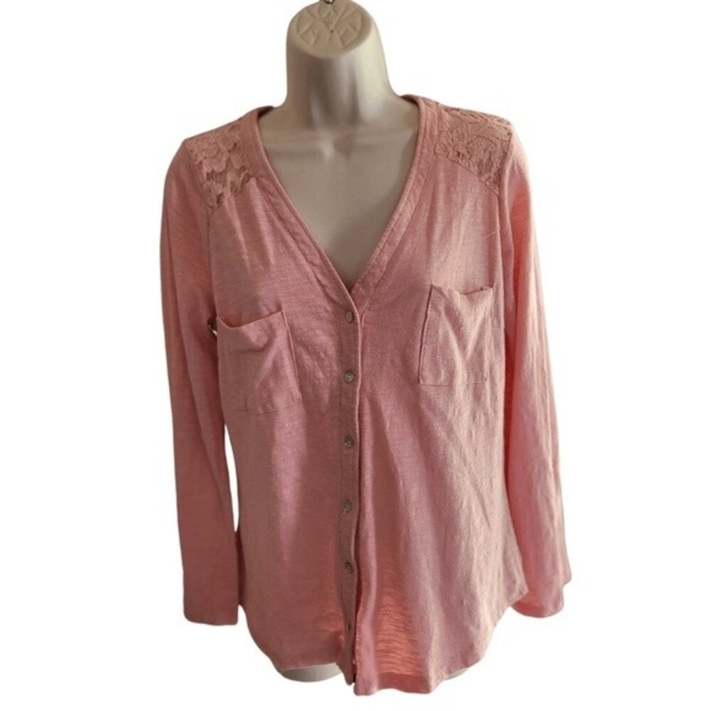 American Rag Peach/Pink Long Sleeve Blouse Size Medium